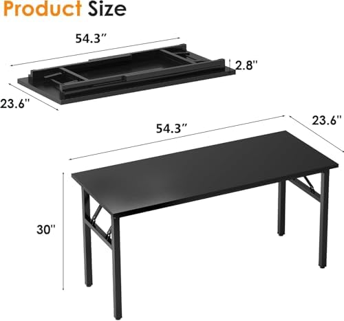 Need Office Computer Desk 54.3 Inch Sturdy Folding Laptop Table Black - Image 3