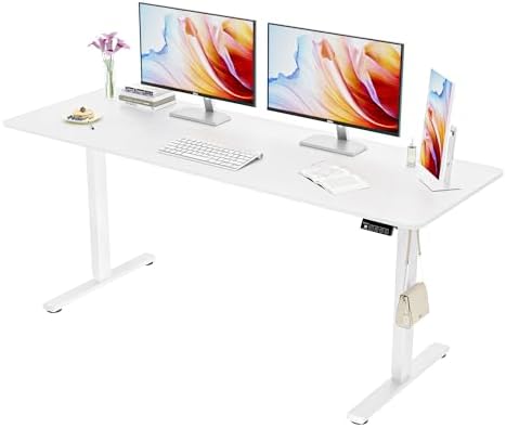 67"x24" Standing Desk, Height Adjustable Sit-Stand Home Office, White by ERGOMAKER