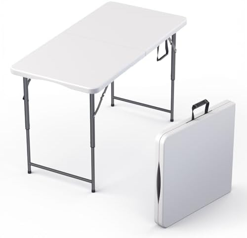 6 Feet Foldable Table with Built in Handle & Steel Legs | Heavy Duty Portable | Perfect for Party, Dining, Wedding, Events, Picnic Indoor, Outdoor, Camping, Temporary (White, 4 FT - 10 PACK) by OurModernSpace