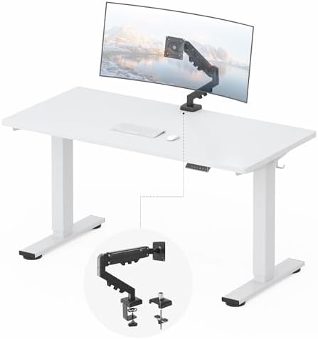 FLEXISPOT EN2 55"x28" Standing Desk Bundle with Monitor Mount, White by Unknown