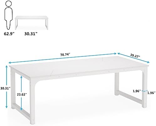 Tribesigns Modern Computer Desk, 78.7 x 39.4 inch X Large Executive Office Desk Computer Table Study Writing Desk Workstation for Home Office,White - Image 3