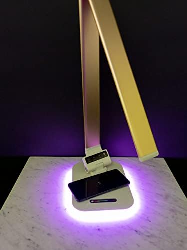 Desk Lamp with RGB Accent Light Wireless Charger USB Port Dimmable Light Controls (Gold) - Image 6