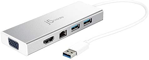 j5create USB 3.0 Hub with HDMI, VGA, RJ45 Gigabit Ethernet, 2 USB 3.1 by j5create