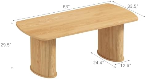 NSdirect Large Office Desk, 63" Oval Computer Desk for Home Office, Multi Purpose Executive Work Table, Farmhouse Writing Desk for Living Room (Natural) - Image 2