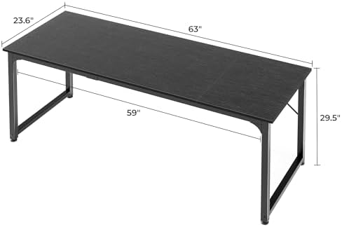 Huuger Modern Simple Office Desk, 63 Inch, Gaming & Writing Desk with Storage, Large Legroom, Metal Frame, Black - Image 3