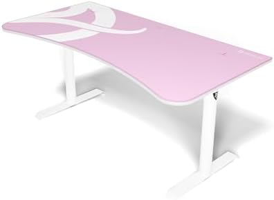 Arozzi Arena Ultrawide Curved Gaming and Office Desk with Full Surface Water Resistant Desk Mat Custom Monitor Mount Cable Management Cut Outs Under The Desk Cable Management Netting - Pink by Arozzi