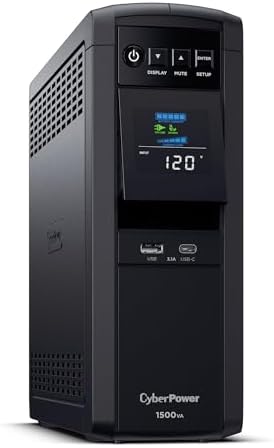CyberPower CP1500PFCLCD PFC Sinewave UPS Battery Backup and Surge Protector, 1500VA/1000W, 12 Outlets, AVR, Mini Tower, UL Certified by Unknown