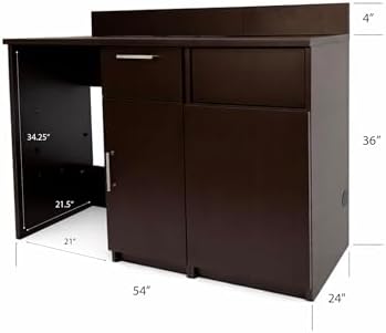 BREAKtime Mini Fridge Cabinet with Trash Bin Storage, Commercial Office Breakroom Coffee Station, Fully Assembled, 54" W x 24" D x 36" H, Trash Bin Included, Appliances Not Included, Espresso - Image 3
