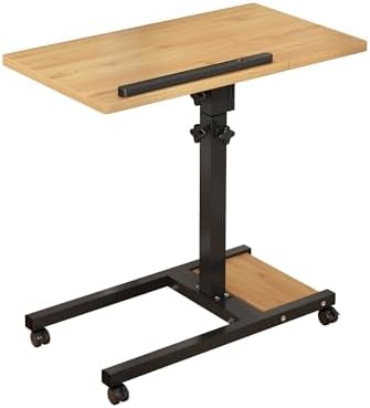 TigerDad Mobile Adjustable Height Laptop Stand PC Computer Portable Notebook Swivel Laptop Desk Rolling Table Desk Cart Tiltable with Wheels Casters& Mouse Pad Table (Wood) - Image 2