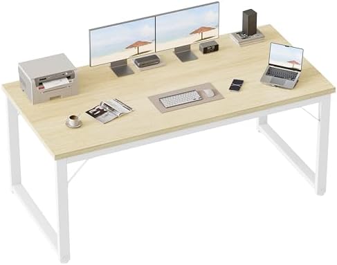 Mericonia 54 Inch Computer Desk, 1" Thick Large Office Table, Oak by MERICONIA