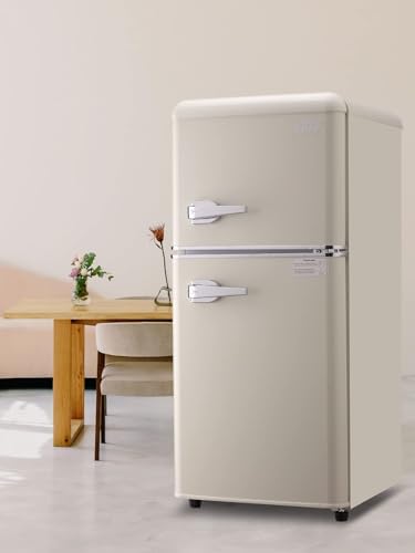Retro Refrigerator with Freezer 3.5 Cu.Ft Top-Freezer Mini Fridge Cream - Image 3