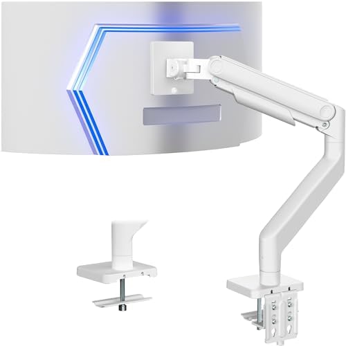 VIVO Heavy Duty Aluminum Ultrawide Monitor Tension Arm for up to 49 inch Screens, Holds 44 lbs, Premium Desk Mount Stand Designed for Samsung Odyssey G9 and More, White, STAND-V101VW by VIVO