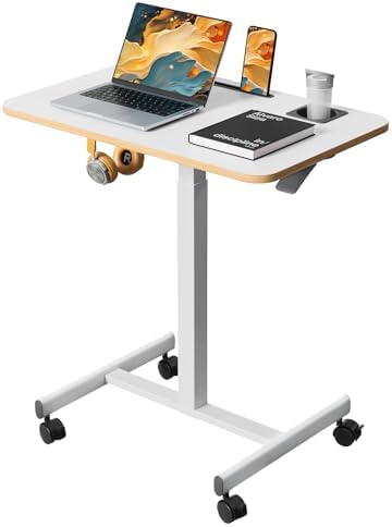 28 inch Mobile Rolling Standing Desk Height Adjustable with Wheels by LiftSync