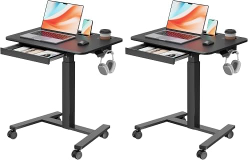 28" Mobile Standing Desk with Drawer, Portable Laptop Desk (Pack of 2) by JYLHJOYSEEKER