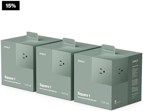 Avolt Square 1 Oak Green Power Strip Cube, 5.9ft, 3 Outlets, 2 USB-C - Image 2