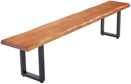 Stylish Brown Wooden Long Bench with Sturdy Metal Legs – Versatile Seating for Office, Restaurant, Living Room, and Meeting Room(Brown Bench, 63in) by Unknown