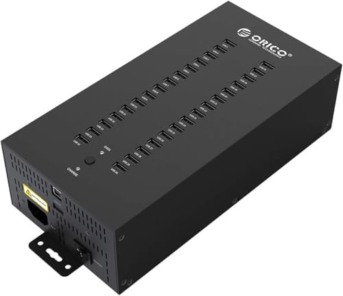 ORICO 30-Port Industrial-Grade USB 2.0 Hub with 300W Power Supply, Smart Charging Station, Wall/Rack Mountable, Full Metal Case for Offices, Workshops & Labs by ORICO