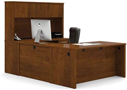 Bestar Embassy 66W U-Shaped Executive Desk with Pedestal and Hutch in Dark Chocolate - Image 5