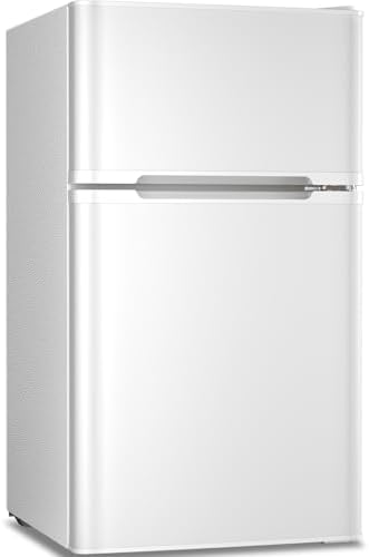 Antarctic Star Compact Refrigerator,3.2 Cu.Ft. Mini Separate Freezer Double 2-Door,Adjustable Removable Shelves for Basement,Apartment,Dorm,Office,WHITE by AntarcticStar