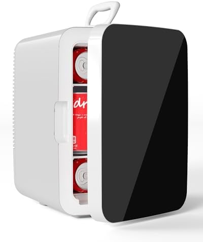 Electactic 10L Compact Mini Fridge, 2.6 Gal Portable Small Refrigerator with AC/DC Adapters, Quiet Personal Desktop Fridge for Skincare, Cosmetics, Makeup, Beverage & Food, Classic White by Electactic