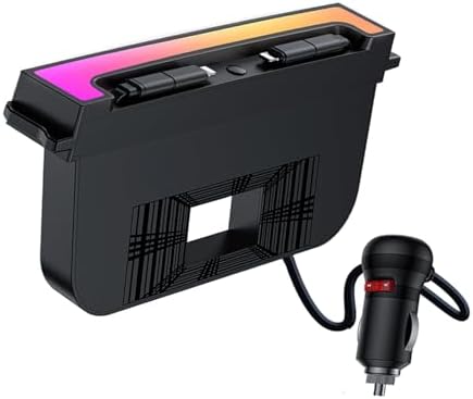 USB Hub for Tesla Model Y Juniper 2025-2026 & Model 3 Highland 2024-2025 Accessories, 120W USB-C Fast Charging with Retractable Cables, 2-Port Built in RGB Ambient Light fit Center Console by VELLHEZY
