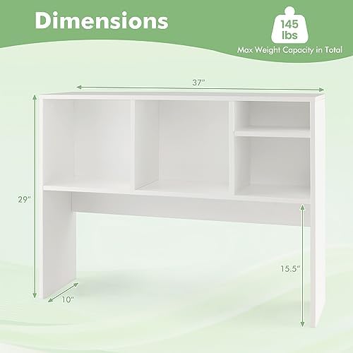 Tangkula White Desktop Bookshelf with 4 Storage Compartments - Image 2