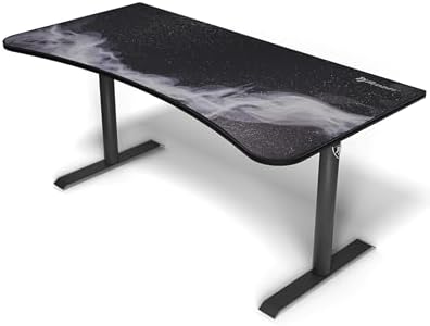 Arozzi Arena Special Edition Ultrawide Curved Gaming and Office Desk with Full Surface Water Resistant Desk Mat Custom Monitor Mount Cable Management Cut Outs - Gunmetal Galaxy by Arozzi