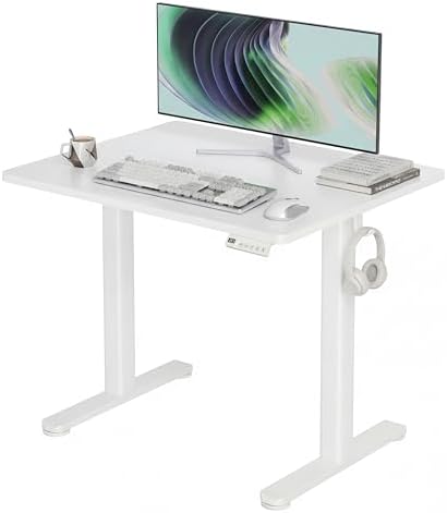 Claiks Electric Height Adjustable Standing Desk, 32x19 Inch, White by CLAIKS