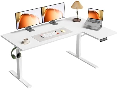 OffiGo 55 Inch Reversible L Shaped Electric Standing Desk, White by OfficeGo-ForHomeOfficeWork