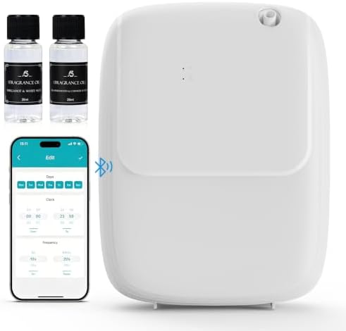 Waterless Essential Oil Diffuser — 3000sq.ft Smart Scent Air Machine with Cold Air Tech, App+Panel Control for Large Home Office Hotel Spa, Wall Mount 400ml (White) by Xoxocos
