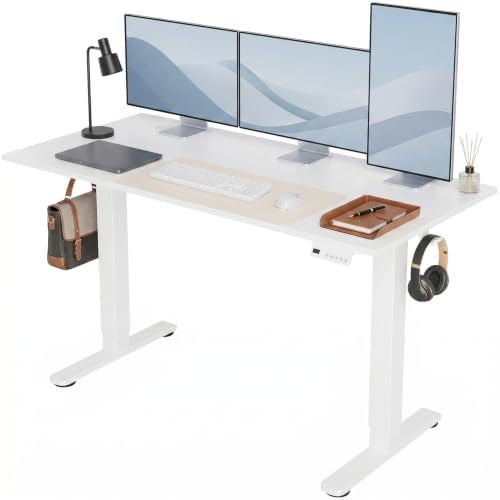 Claiks Electric Standing Desk 55x24 Inch Adjustable Desk, White by CLAIKS