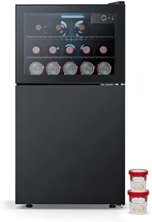 COWSAR 2.6 Cu.Ft Beverage Refrigerator & Mini Fridge with Freezer - Glass Door, Reversible Design, Adjustable Thermostat for Dorm, Office, Bedroom by COWSAR