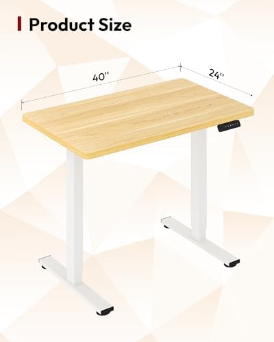 SANODESK One-Piece Electric Height Adjustable Standing Desk 40''x 24'' - Image 2