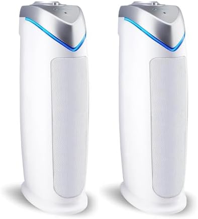 GermGuardian HEPA Air Purifier - Large Room Air Purifier for Bedroom, Office, Dorm, and Home - Filters Pet Dander, Dust, Pollen, Smoke, Scents - AC4825W2PK - 22" Tower - White - 2-Pack by GuardianTechnologies