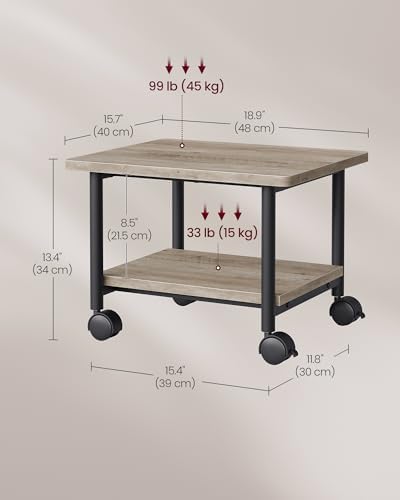 VASAGLE 2-Tier Printer Stand with Locking Wheels, Under Desk Printer Table - Image 6