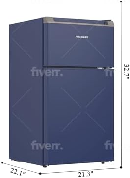 Frigidaire Compact Refrigerator with Top Freezer - 2 Door Fridge with 3.1 Cu Ft, Contemporary Series, Blue - Image 5
