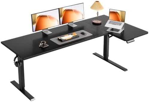OffiGo 71" Reversible L Shaped Electric Standing Desk, Carbon Fiber Black by OfficeGo-ForHomeOfficeWork