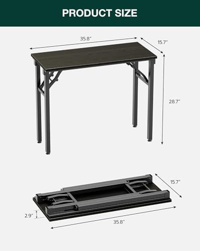 Frylr Small Folding Computer Desk – Portable 35.8 Inch Foldable Laptop Table, Collapsible and Compact for Easy Storage and Fast Setup, Lightweight for Small Spaces, Craft and Study Use, Dark Oak - Image 2