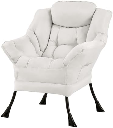 Tiita Lazy Chair for Adults, Comfy Reading Accent Chair, Beige Single by TiitaHome