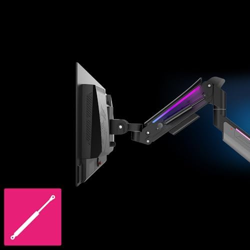MSI MPG MT201R V2 - Premium RGB Single Monitor Stand Arm, Supports 17-49" Screens and 44 lbs, VESA Compatible, Adjustable Heavy Duty Gas Spring Mount, Clamp & Grommet, Quick Release Plate - Gray - Image 3