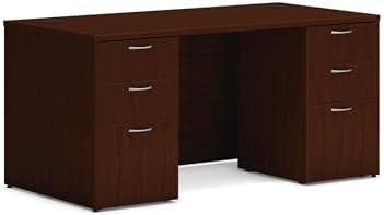 HON MOD Computer Desk, Office Desk with 6 Drawers, Mahogany by HON