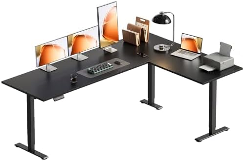 OffiGo 71 Inch Reversible L Shaped Electric Standing Desk, Black by OfficeGo-ForHomeOfficeWork
