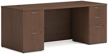HON MOD Computer Desk, Office Desk with 5 Drawers, Walnut by HON