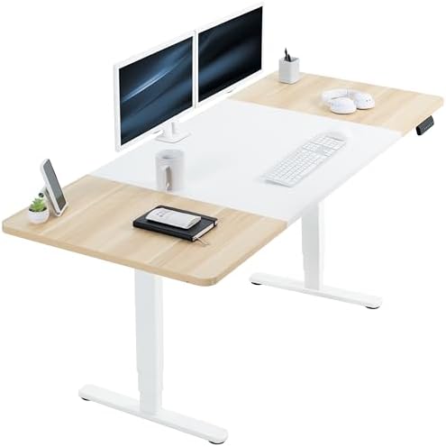 VIVO White/Light Wood 71 x 30 in Standing Desk, DESK-KIT-2W7WC by VIVO