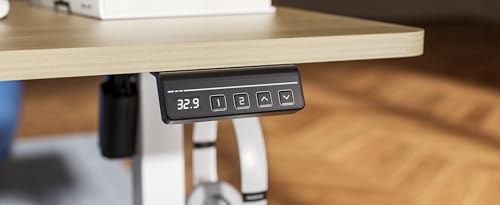 LongKe Electric Standing Desk Adjustable Height, 32x20 Inches Sit Stand up Desktop for Home Office, Ergonomic Rising Computer Table with Memory Preset, Yellow Beams - Image 4