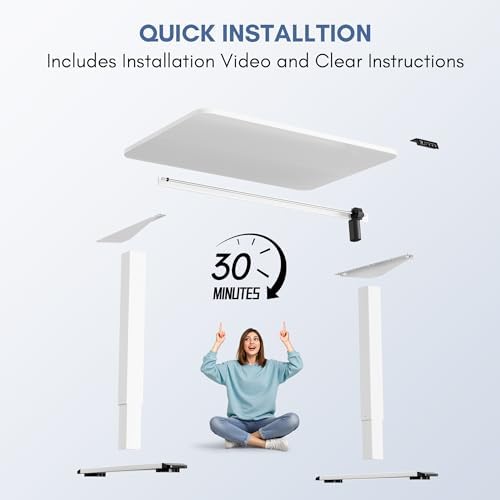 Furmax Electric Height Adjustable Standing Desk Large 40 x 24 Inches Sit Stand up Desk Home Office Computer Desk Memory Preset with T-Shaped Metal Bracket, White - Image 6