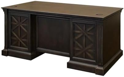 Martin Furniture 66" W Wood Double Pedestal Executive Desk Dark Brown - Image 4