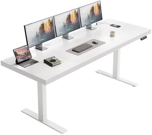 OffiGo 71 Inch Executive Electric Standing Desk Height Adjustable, White by OfficeGo-ForHomeOfficeWork