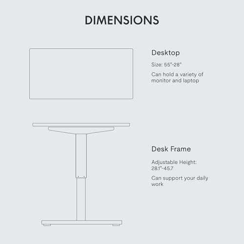 FLEXISPOT EN1 One-Piece Standing Desk, Electric Adjustable with 4 Memory Presets, 176 LBS Capacity, Stable & Quiet, Seamless Desktop for Home Office & Dual Monitors, 55"x28" White(Silver Frame) - Image 5