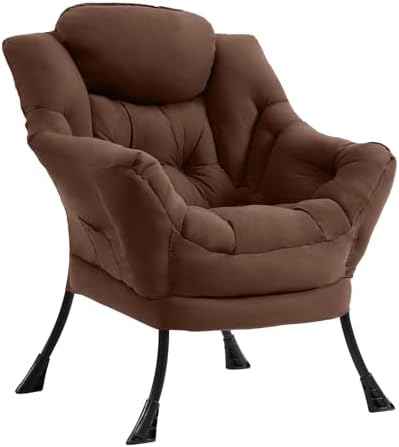 Furlide Lazy Chair with Ottoman, Soft Comfy Chair for Bedroom, Dark Brown by Furlide
